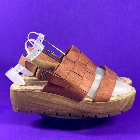 Korks Fraya Orange Cinnamon Nubuck Wedge Clog Sandals Women's Shoe Size 10-NEW - Picture 1 of 9